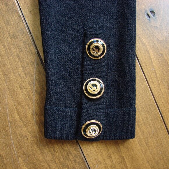 St. John Separates Black Knit Cardigan Sweater Luxury Santiago Knit Medium - Picture 10 of 12
